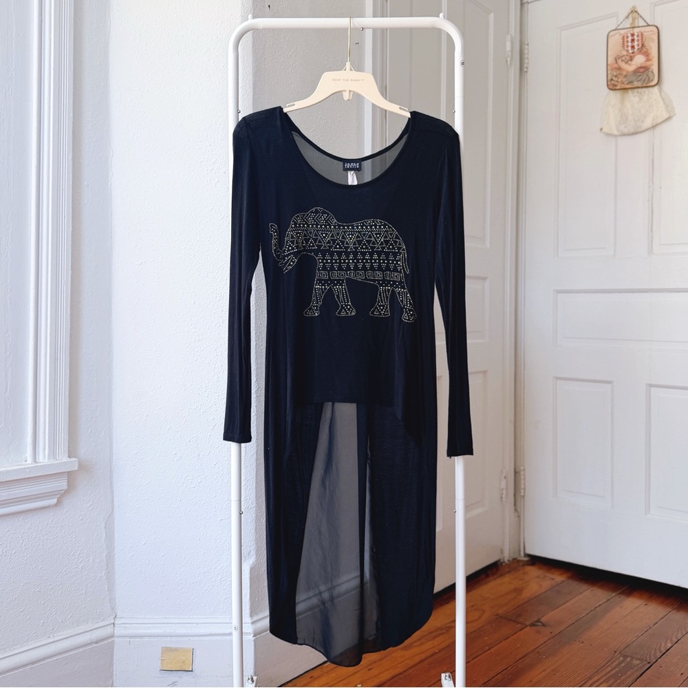 Joyce Leslie Black Sheer Panel Top